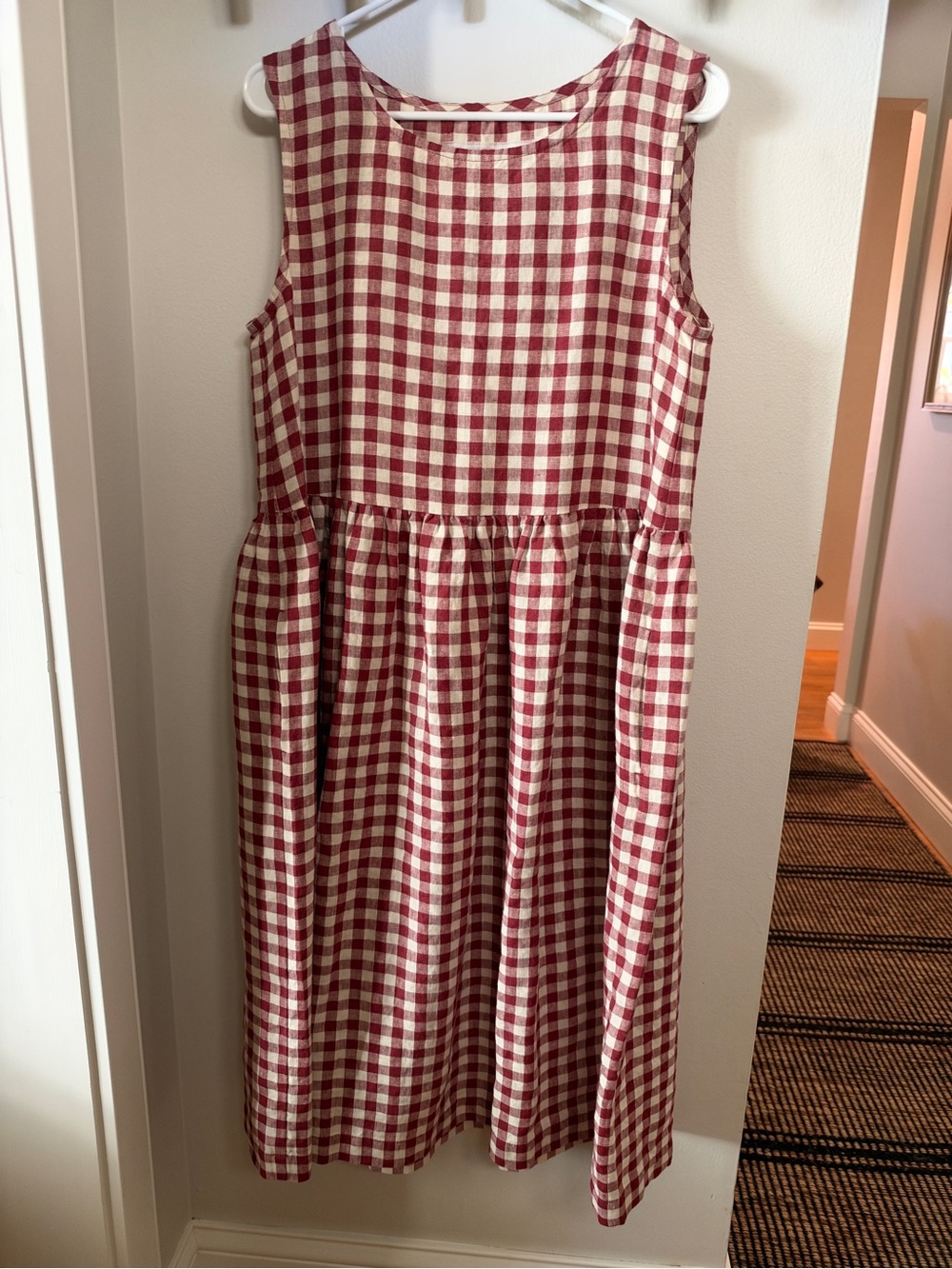 notPERFECTLINEN Smock dress, size M, Marsala gingham. Brand new.